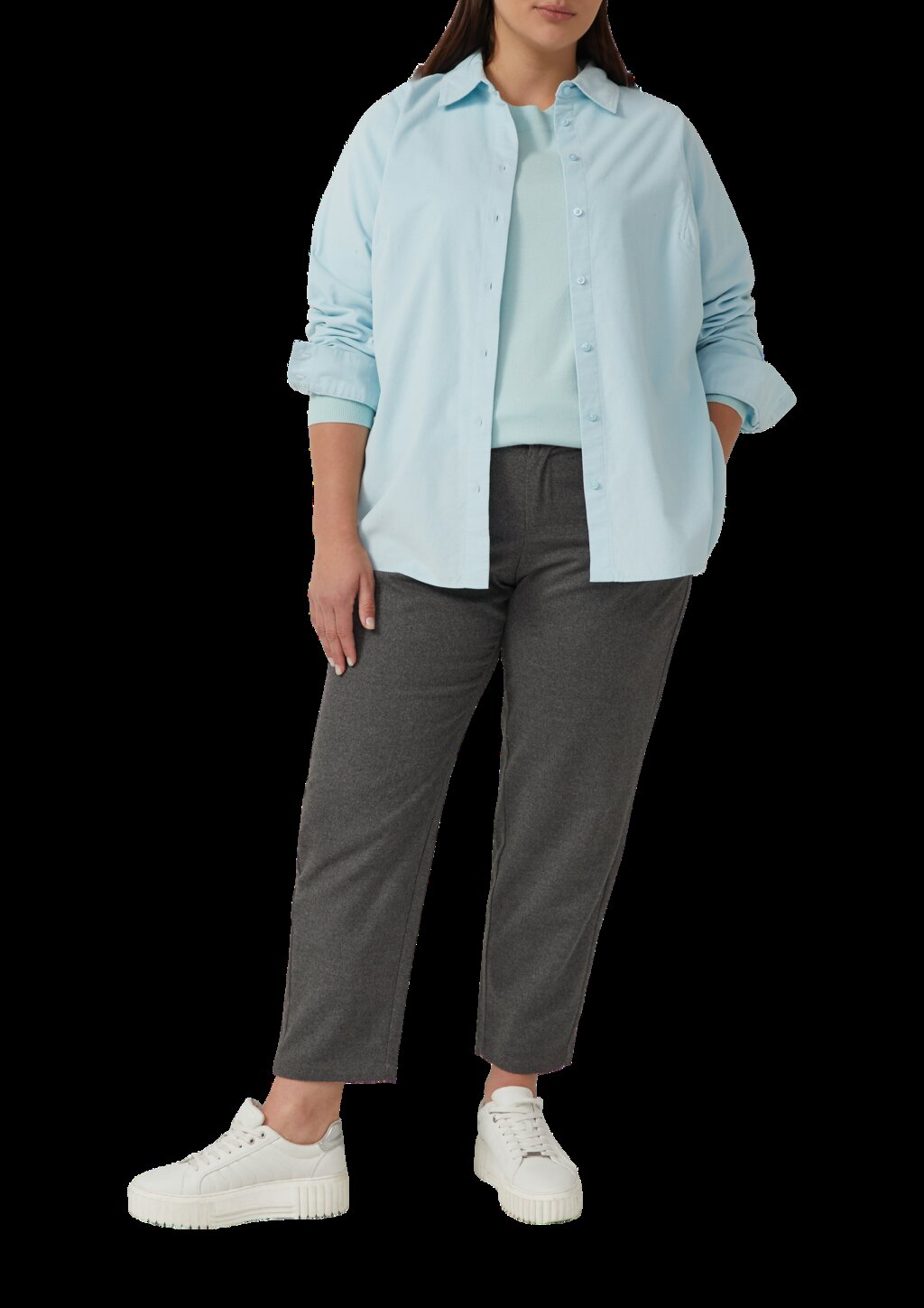 Feincordbluse mit Hemdkragen