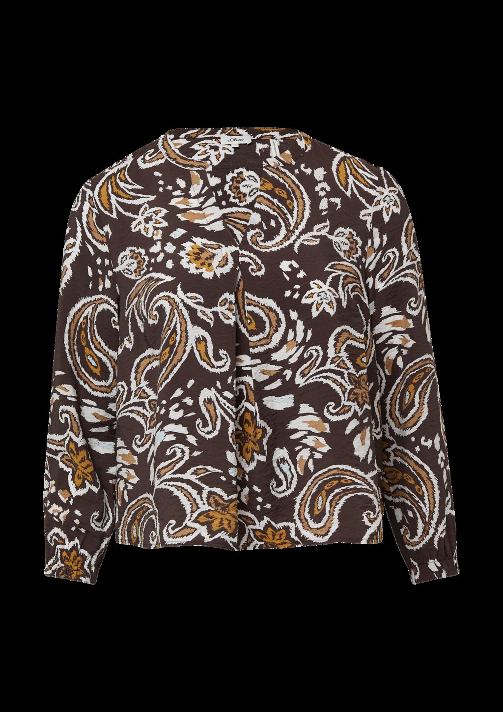 Strukturierte Viskosemix-Bluse mit All-over-Print