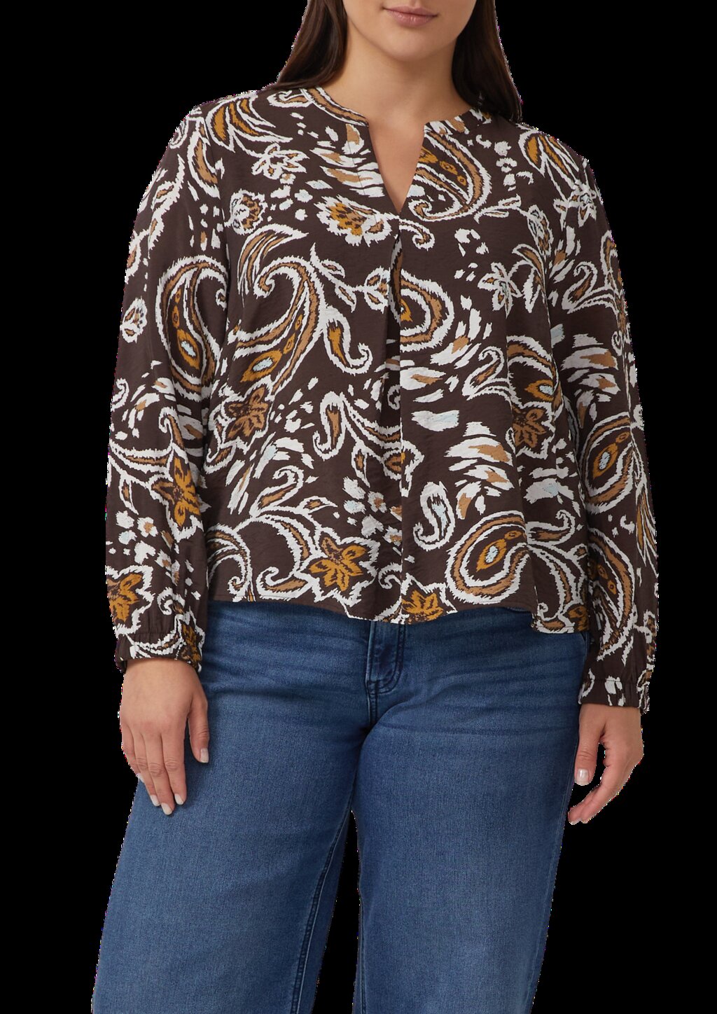 Strukturierte Viskosemix-Bluse mit All-over-Print