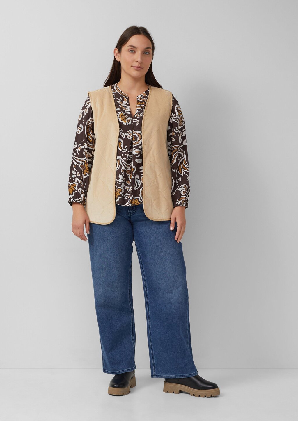 Strukturierte Viskosemix-Bluse mit All-over-Print