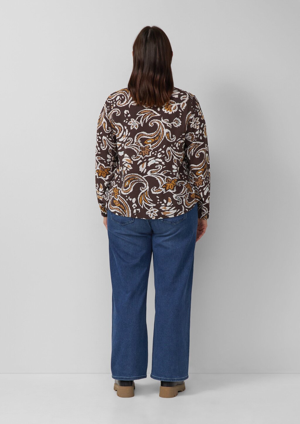 Strukturierte Viskosemix-Bluse mit All-over-Print