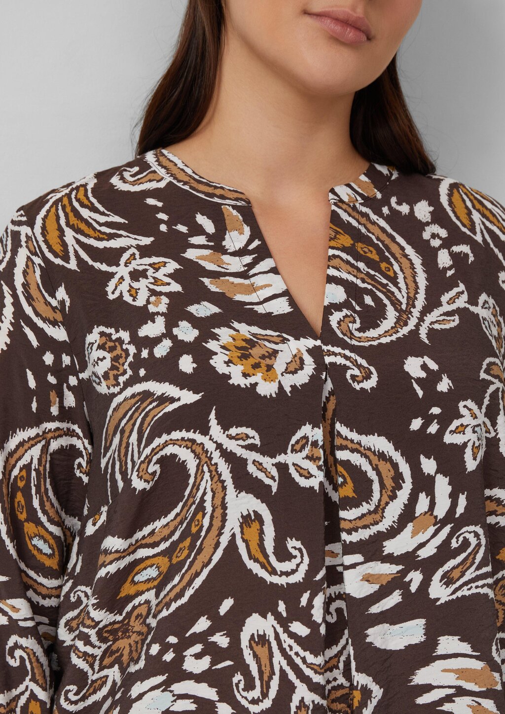 Strukturierte Viskosemix-Bluse mit All-over-Print