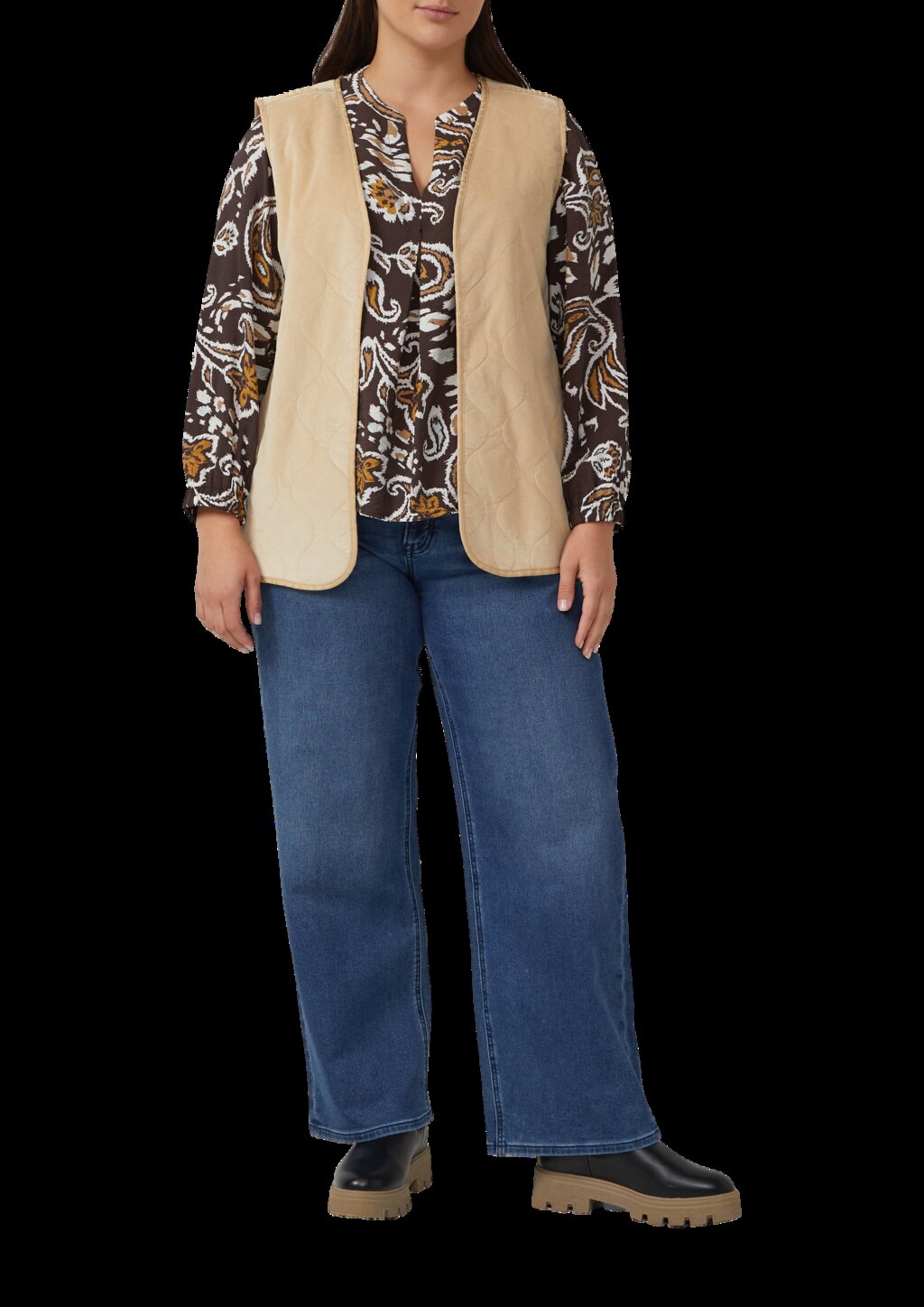 Strukturierte Viskosemix-Bluse mit All-over-Print