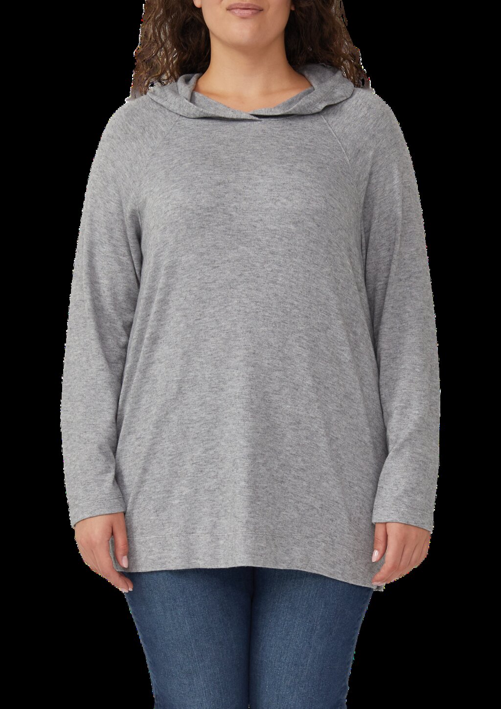 Meliertes Longsleeve aus Stretchjersey mit Kapuze