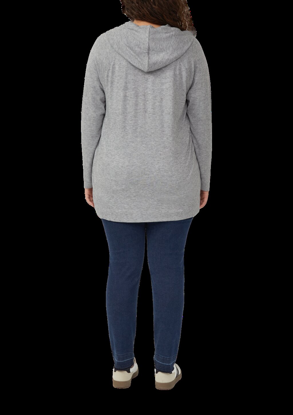 Meliertes Longsleeve aus Stretchjersey mit Kapuze