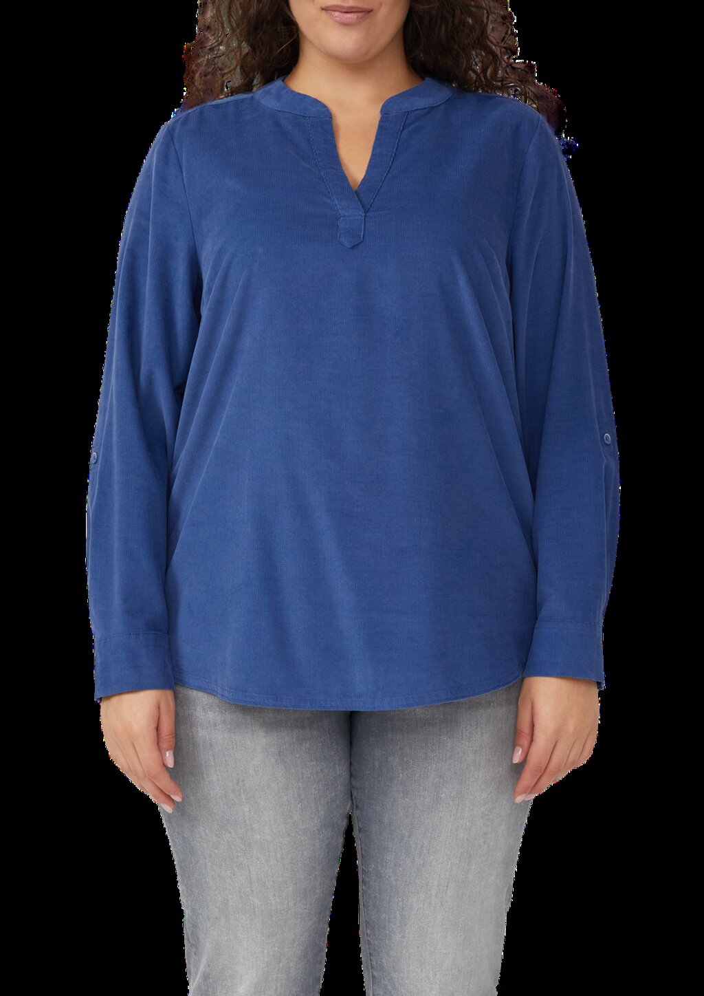 Feincord-Tunikabluse mit Raffung am Rücken