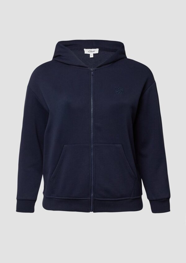 Angeraute Sweatshirtjacke mit Stickerei