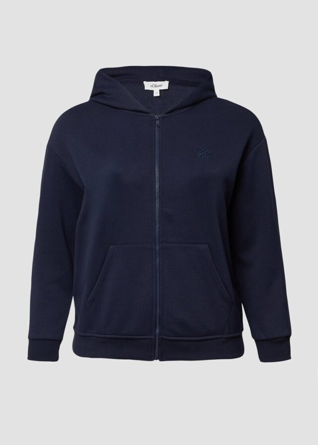 Angeraute Sweatshirtjacke mit Stickerei