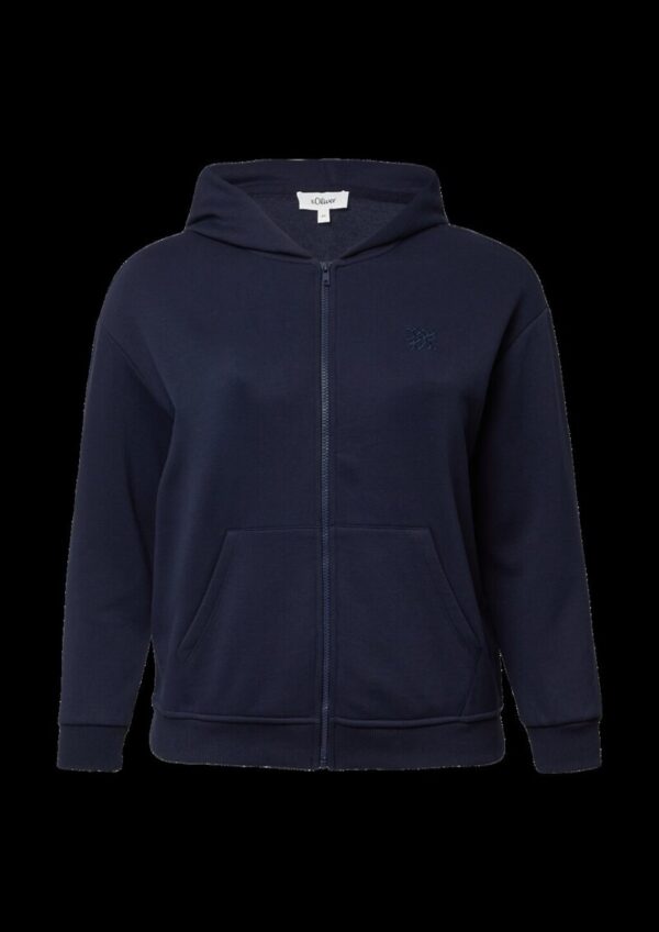 Angeraute Sweatshirtjacke mit Stickerei