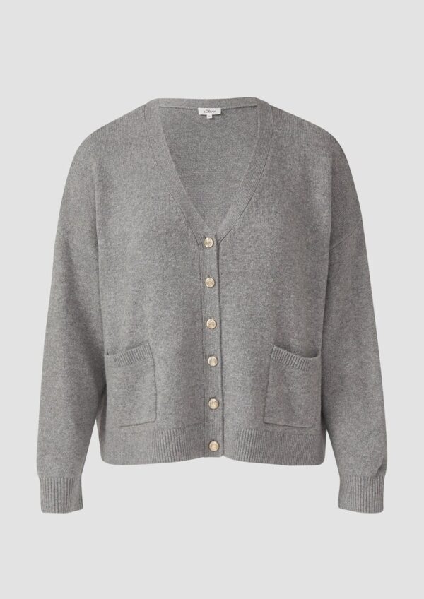 Locker geschnittene Strickjacke mit dekorativen Knöpfen