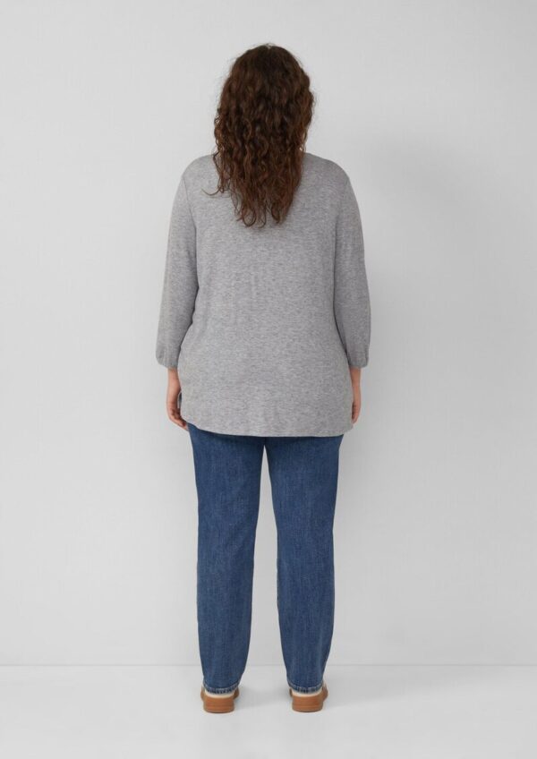 Meliertes Shirt mit V-Ausschnitt und elastischen Ärmel-Bündchen