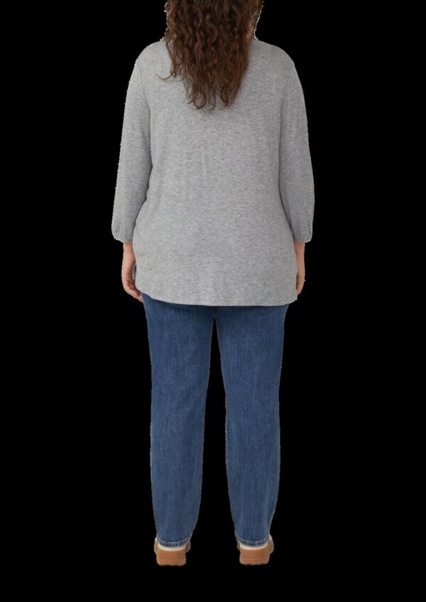 Meliertes Shirt mit V-Ausschnitt und elastischen Ärmel-Bündchen