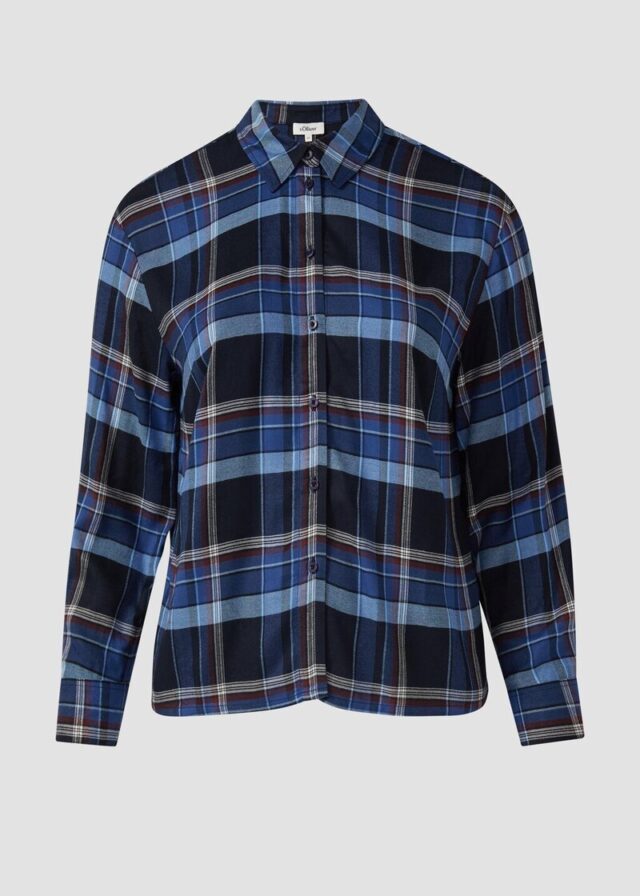 Karierte Hemdbluse mit Raffung am Rücken