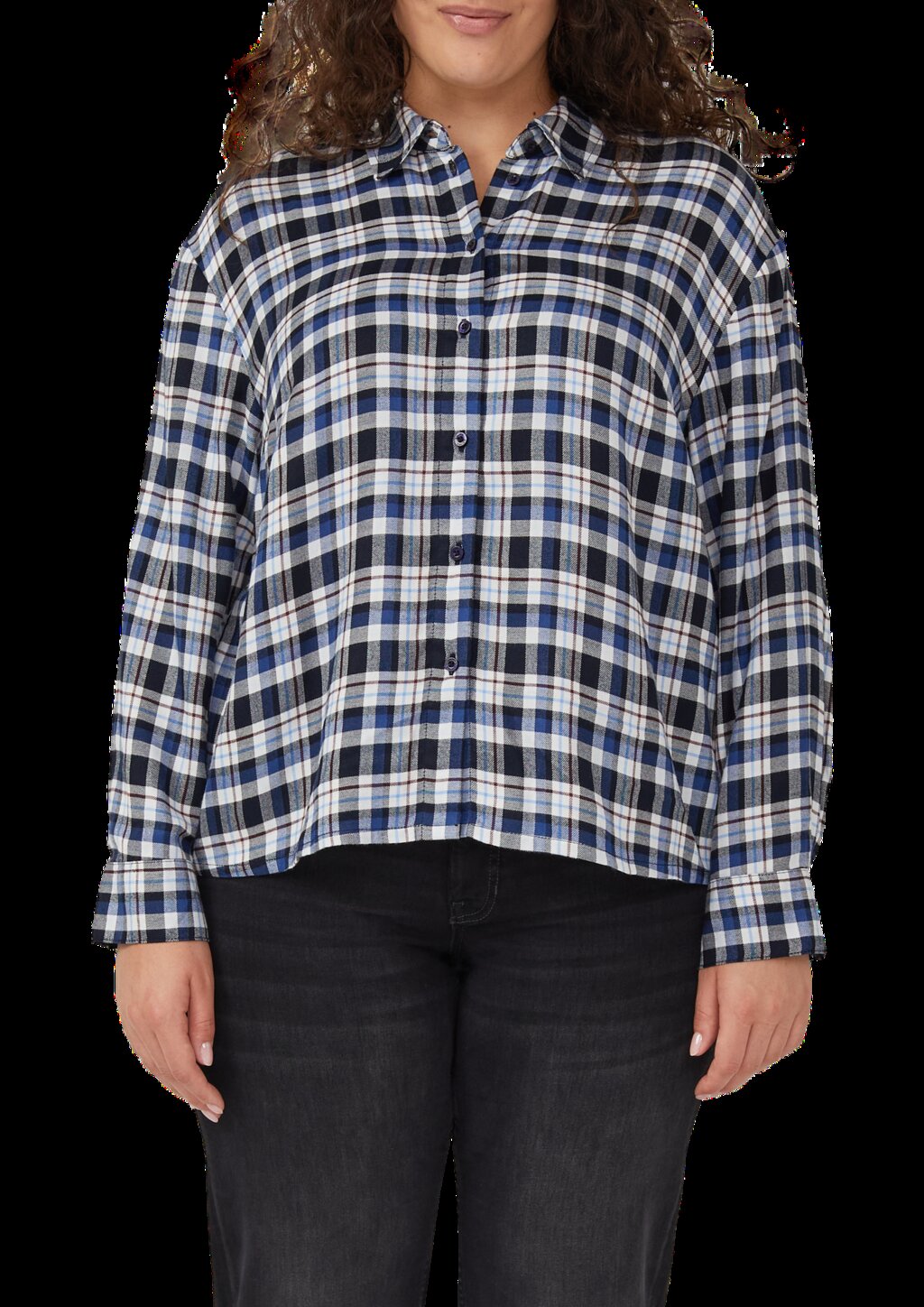 Karierte Hemdbluse mit Raffung am Rücken