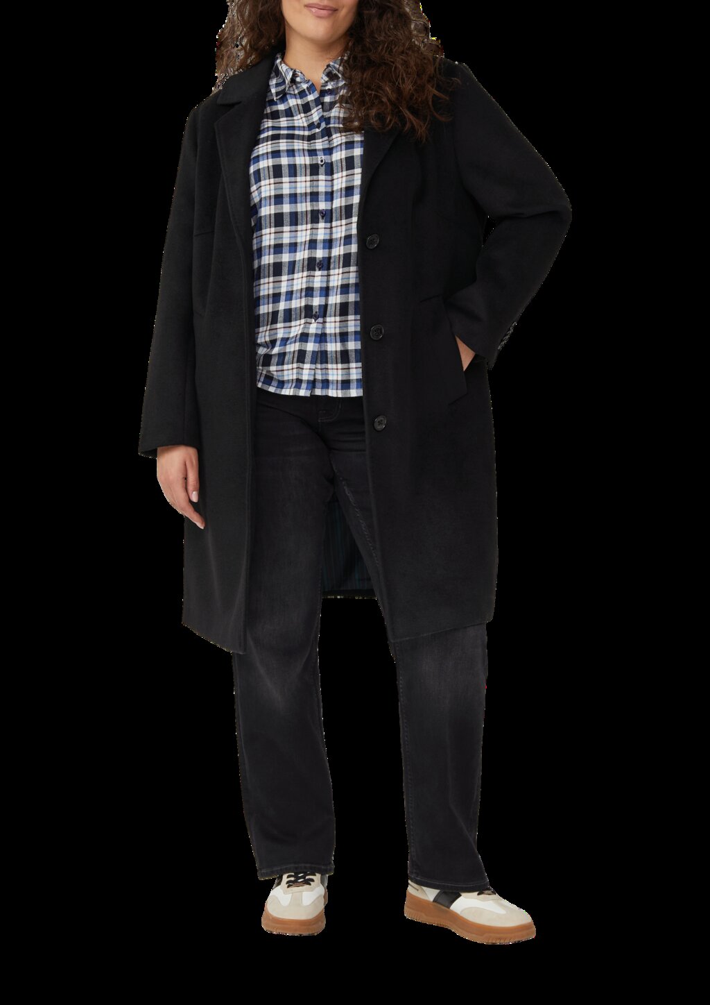 Karierte Hemdbluse mit Raffung am Rücken