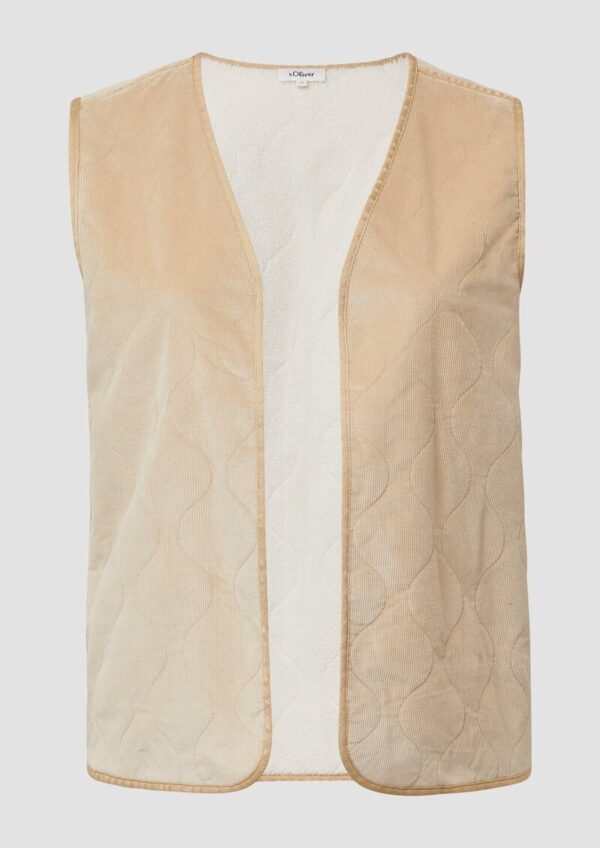 Verschlusslose Cord-Weste mit Teddy-Plüsch-Futter