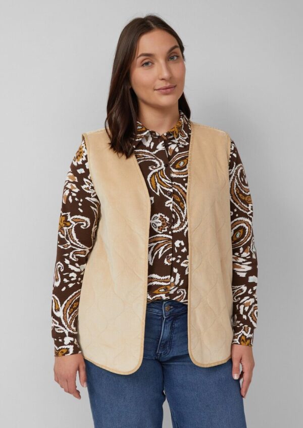 Verschlusslose Cord-Weste mit Teddy-Plüsch-Futter