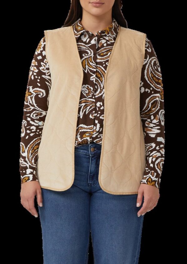 Verschlusslose Cord-Weste mit Teddy-Plüsch-Futter