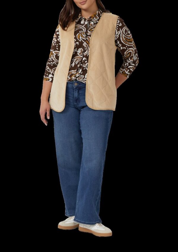 Verschlusslose Cord-Weste mit Teddy-Plüsch-Futter