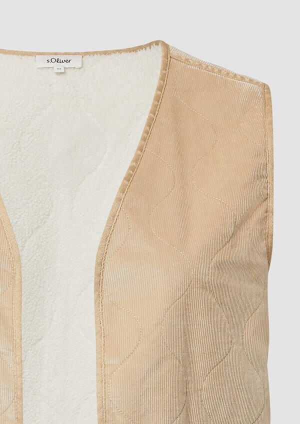 Verschlusslose Cord-Weste mit Teddy-Plüsch-Futter