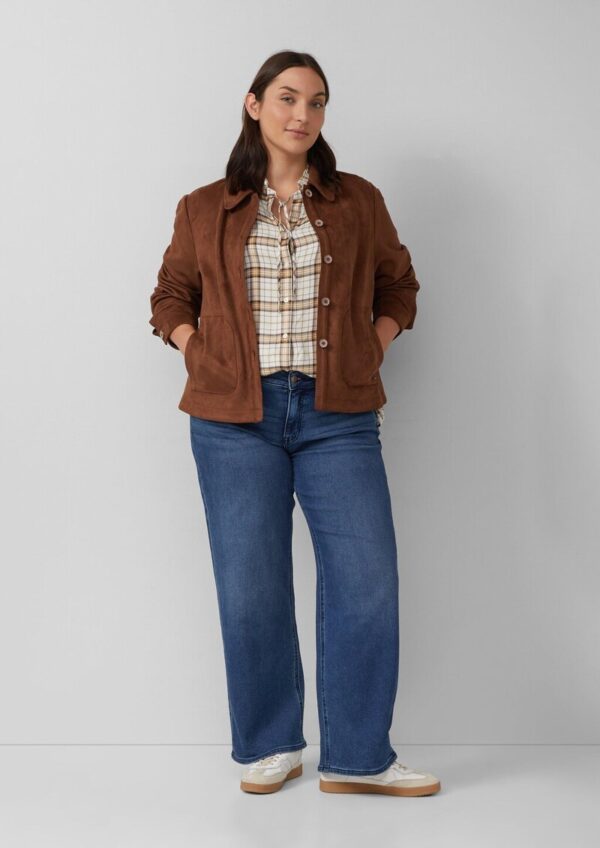 Karierte Hemdbluse im Relaxed Fit mit Rüschenkragen