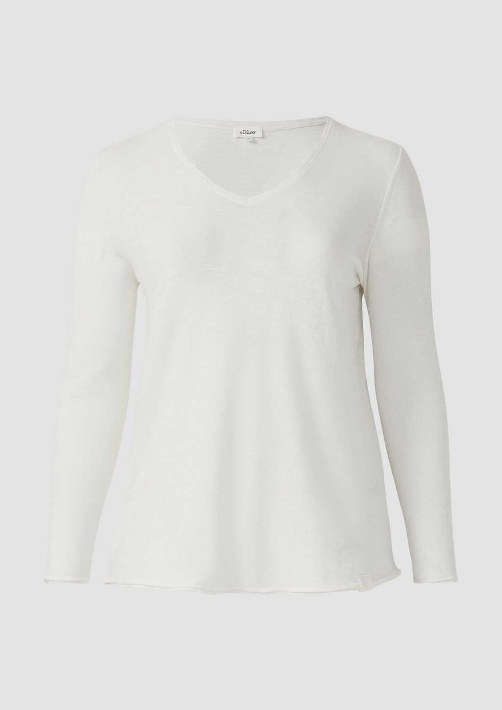 Jersey-Shirt mit V-Ausschnitt und Rollsaum