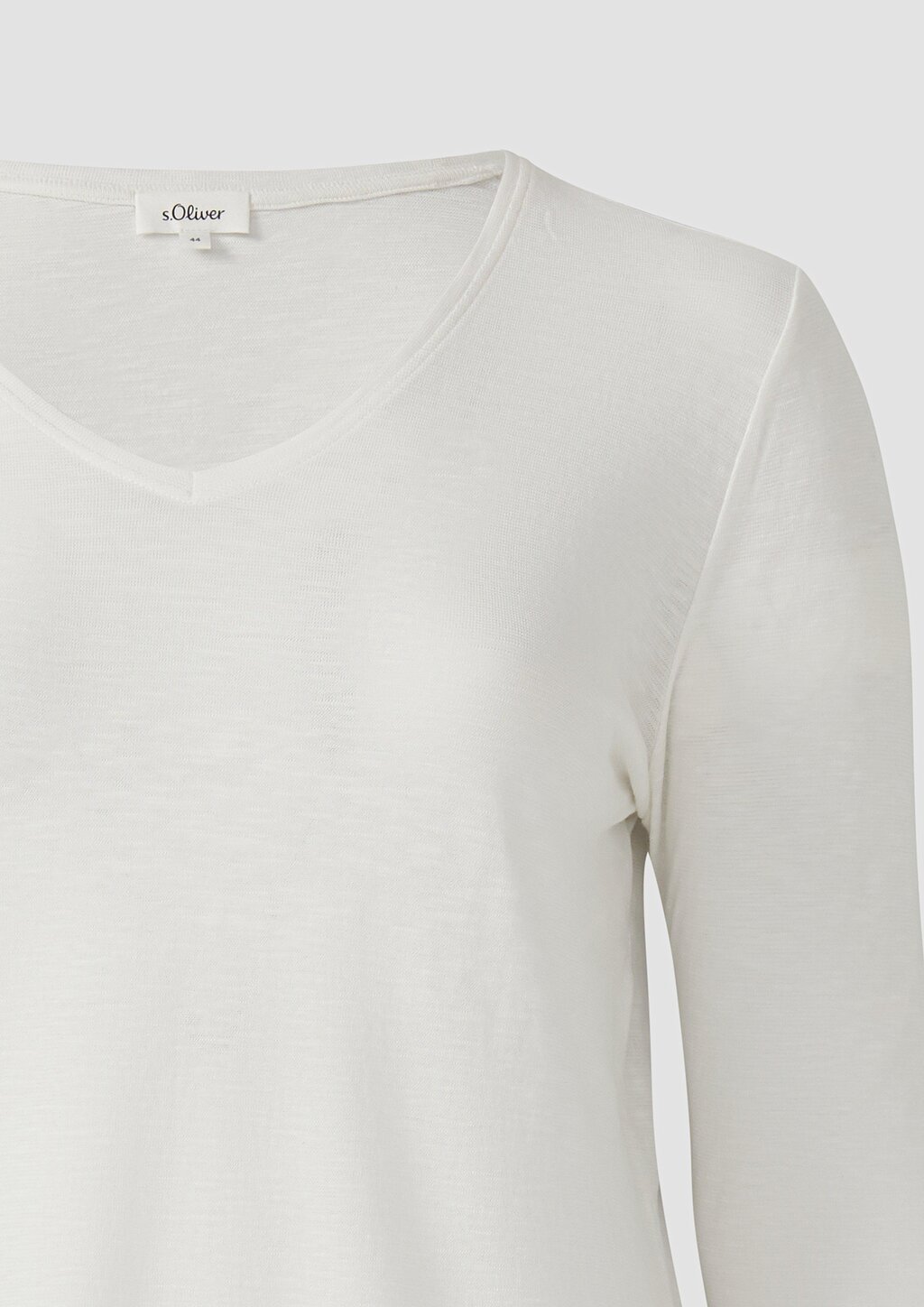 Jersey-Shirt mit V-Ausschnitt und Rollsaum