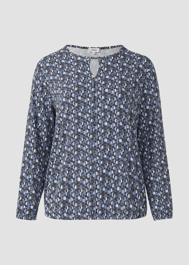 T-Shirt mit All-over-Print und Elastikbündchen