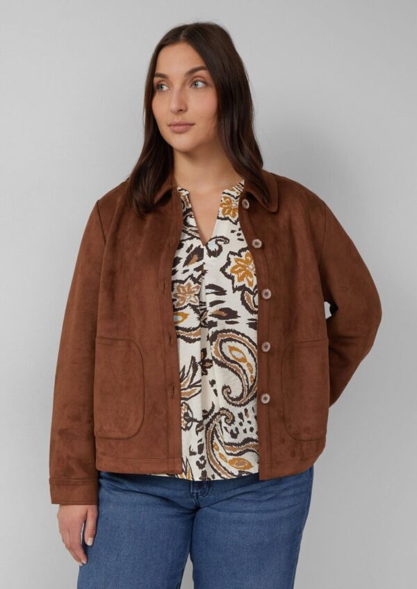 Leichte Jacke in Veloursleder-Optik mit aufgesetzten Taschen