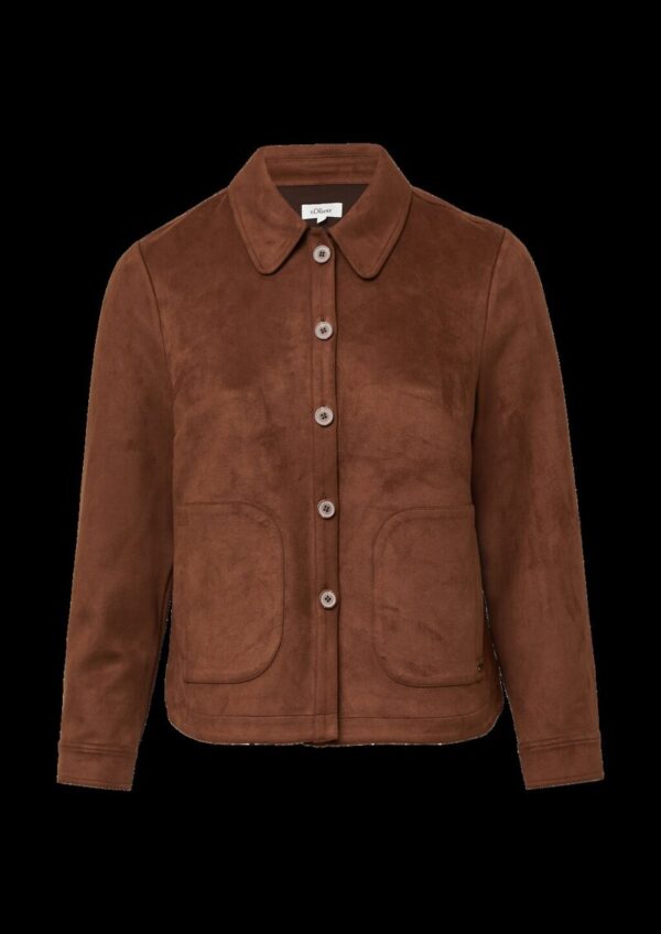 Leichte Jacke in Veloursleder-Optik mit aufgesetzten Taschen