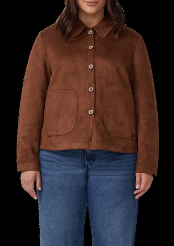 Leichte Jacke in Veloursleder-Optik mit aufgesetzten Taschen