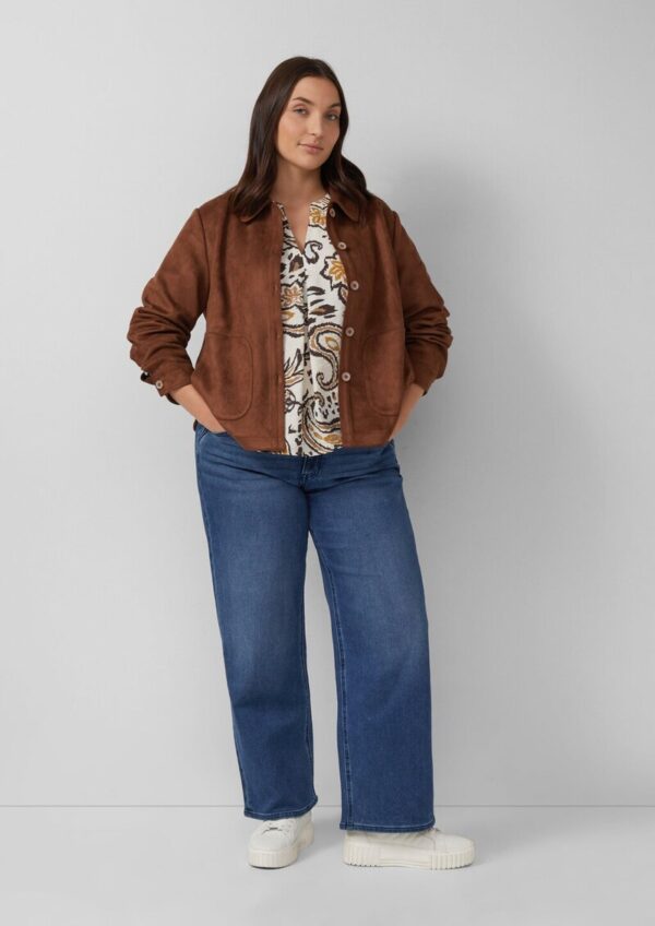 Leichte Jacke in Veloursleder-Optik mit aufgesetzten Taschen