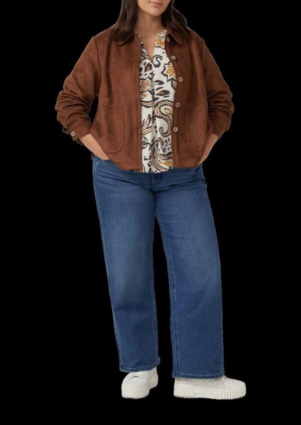 Leichte Jacke in Veloursleder-Optik mit aufgesetzten Taschen