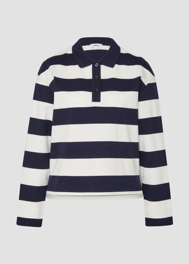 Gestreiftes Sweatshirt mit Polokragen