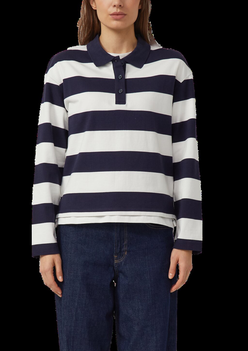 Gestreiftes Sweatshirt mit Polokragen