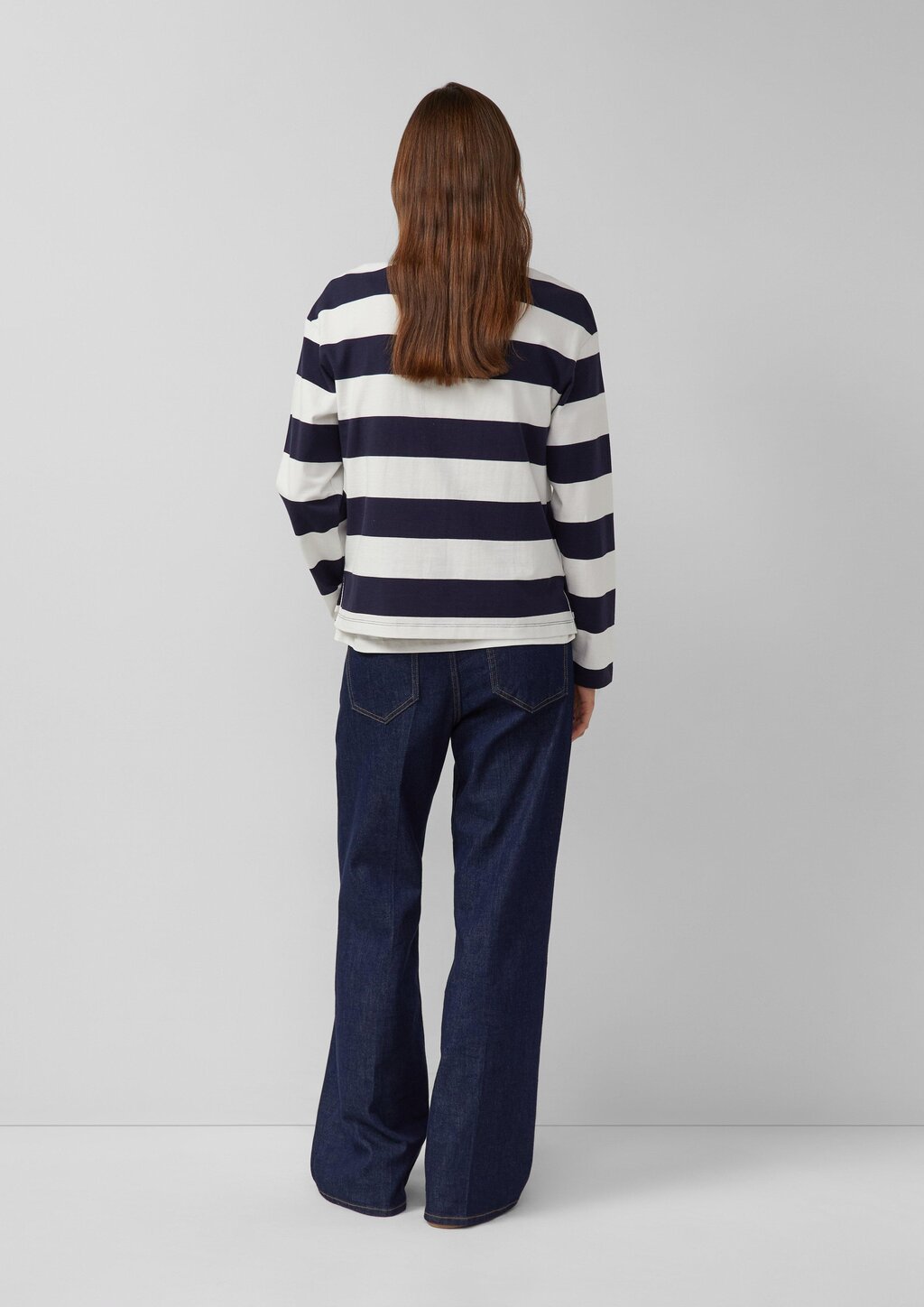 Gestreiftes Sweatshirt mit Polokragen