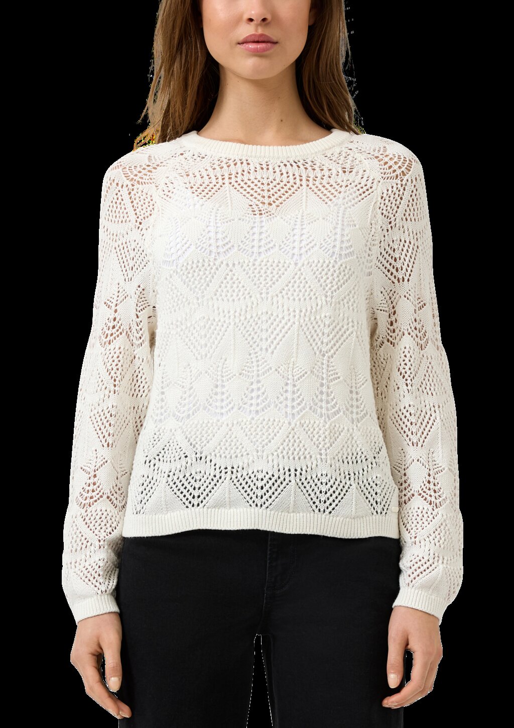 Baumwollpullover mit Ajourmuster