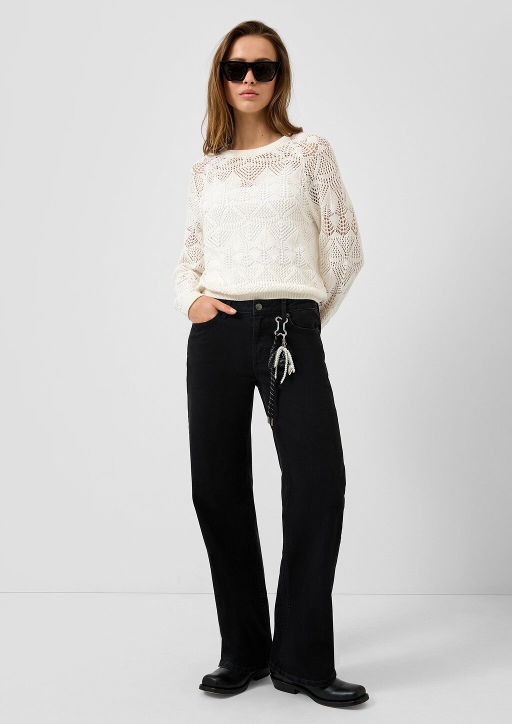 Baumwollpullover mit Ajourmuster