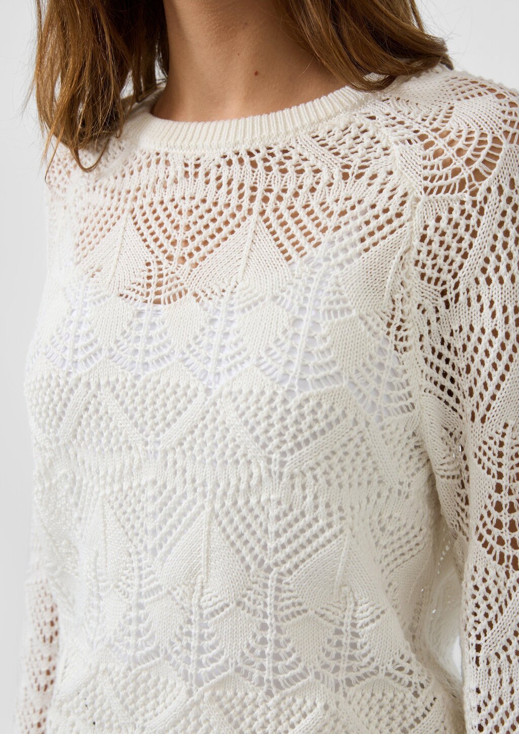 Baumwollpullover mit Ajourmuster