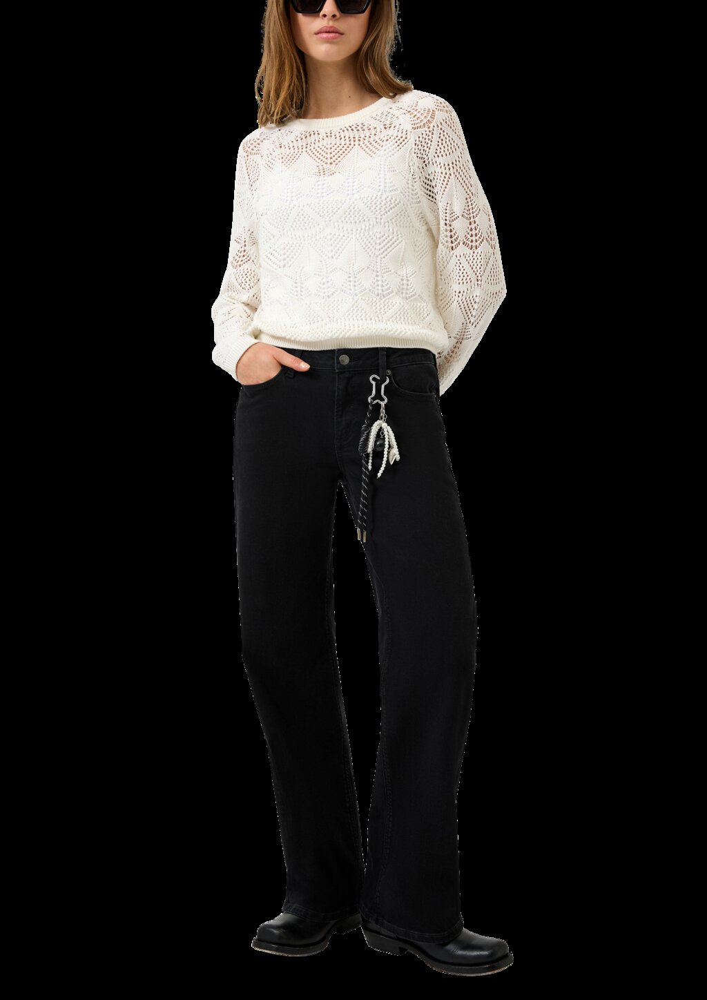 Baumwollpullover mit Ajourmuster