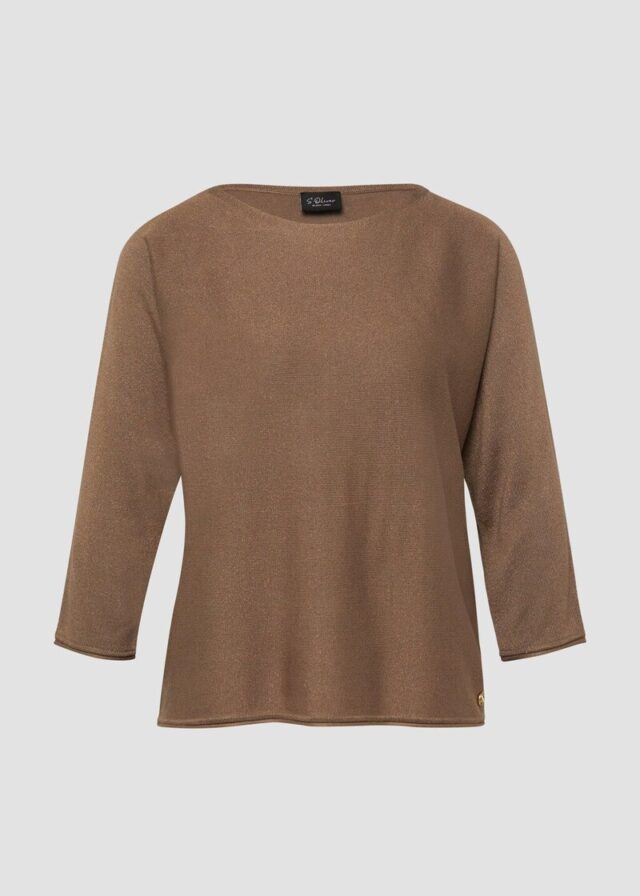 Leichter Feinstrickpullover mit Metallic-Garn