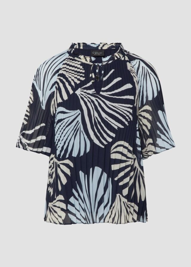 Festliche Chiffon-Bluse mit Plissee und Rüschen