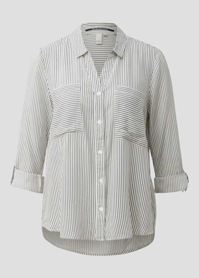 Viskosebluse mit Krempelärmel