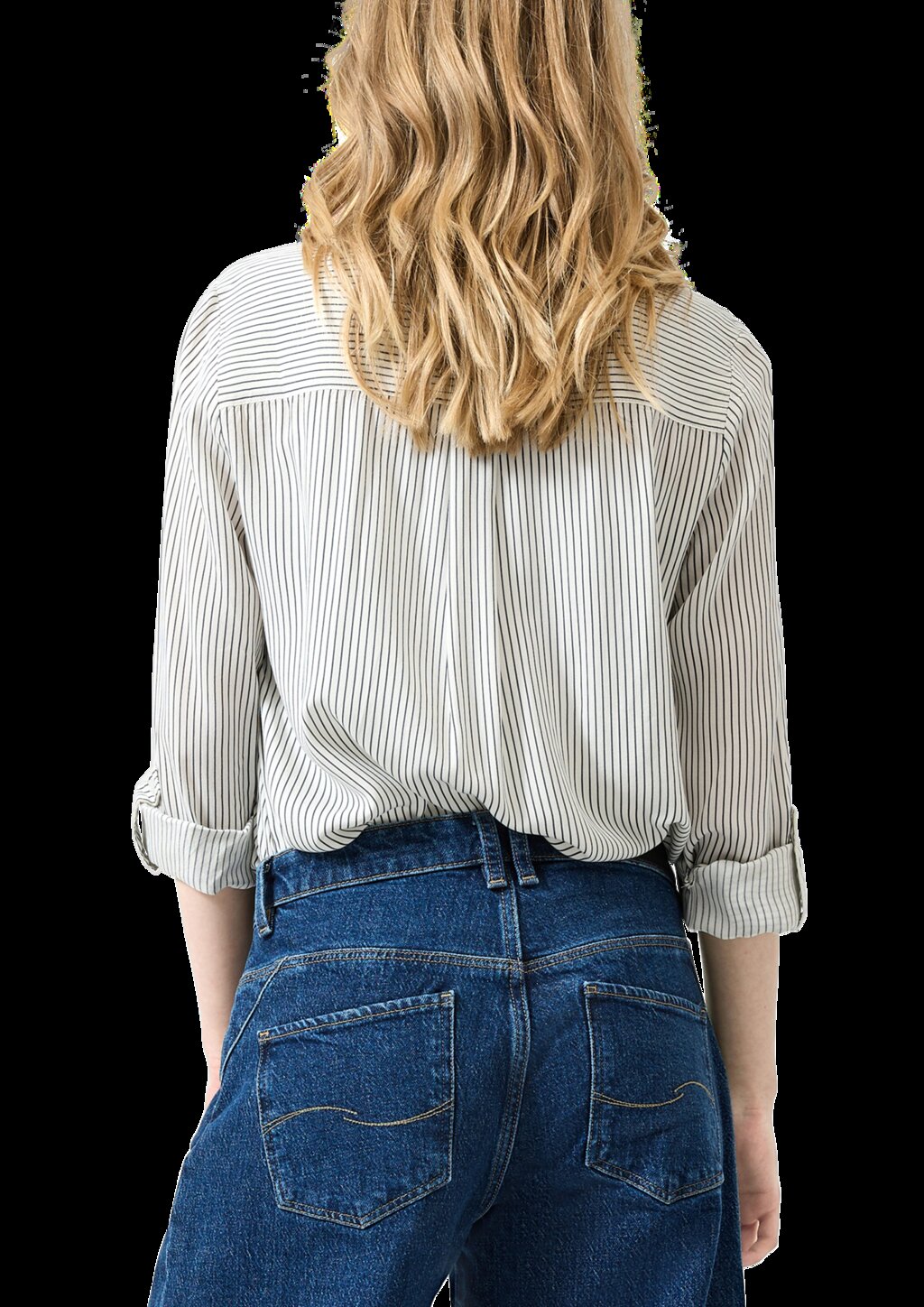 Viskosebluse mit Krempelärmel