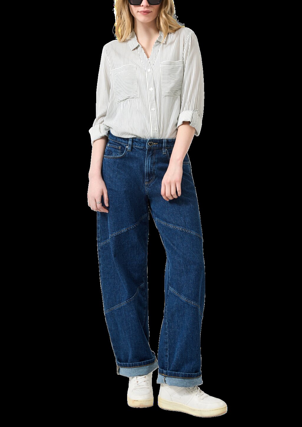 Viskosebluse mit Krempelärmel