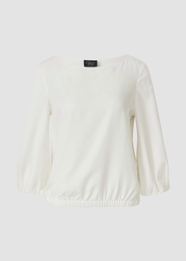 Modalmix-Bluse mit U-Boot-Ausschnitt und Gummibündchen