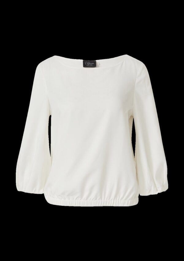 Modalmix-Bluse mit U-Boot-Ausschnitt und Gummibündchen