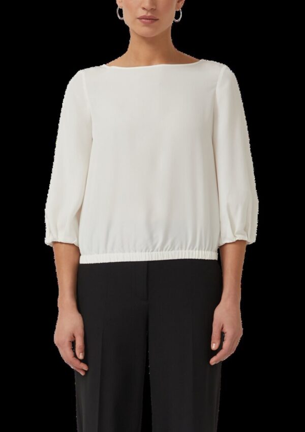 Modalmix-Bluse mit U-Boot-Ausschnitt und Gummibündchen