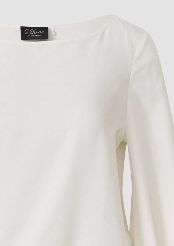 Modalmix-Bluse mit U-Boot-Ausschnitt und Gummibündchen