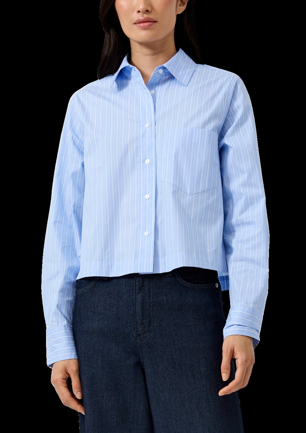 Verkürzte Hemdbluse aus Popeline